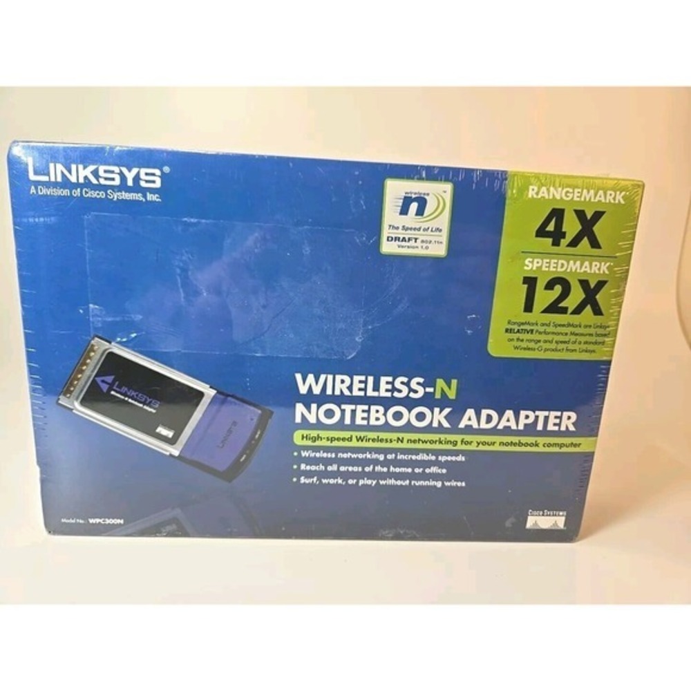 Linksys Wireless-N Notebook Adapter WPC300N Range 4X Speed 12X *New* Sealed box